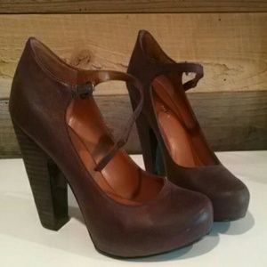 Nine West Brown Mary-Jane High Heels, New